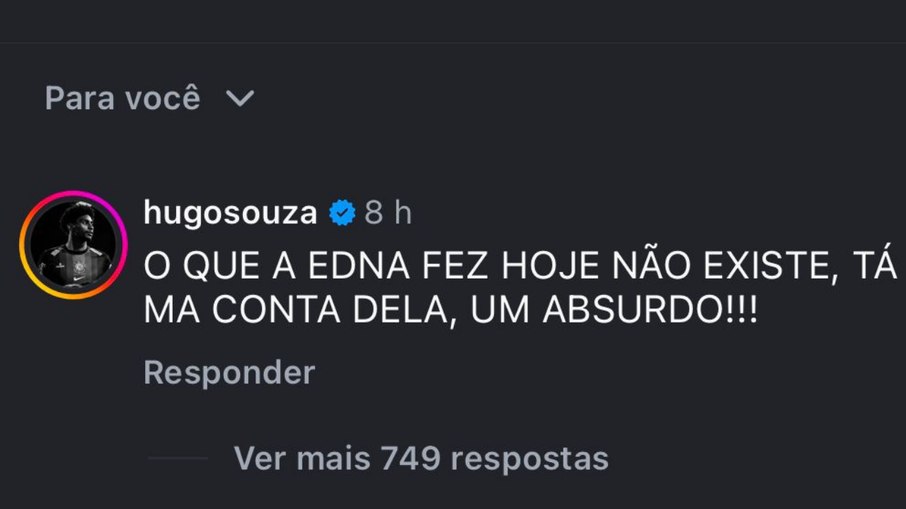 Mensagem de Hugo Souza após derrota para o Bragantino