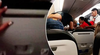 Passageiros de avião rezam durante turbulência em tempestade