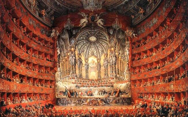 Obra de Giovanni Pannini retrata concerto barroco em teatro na Argentina