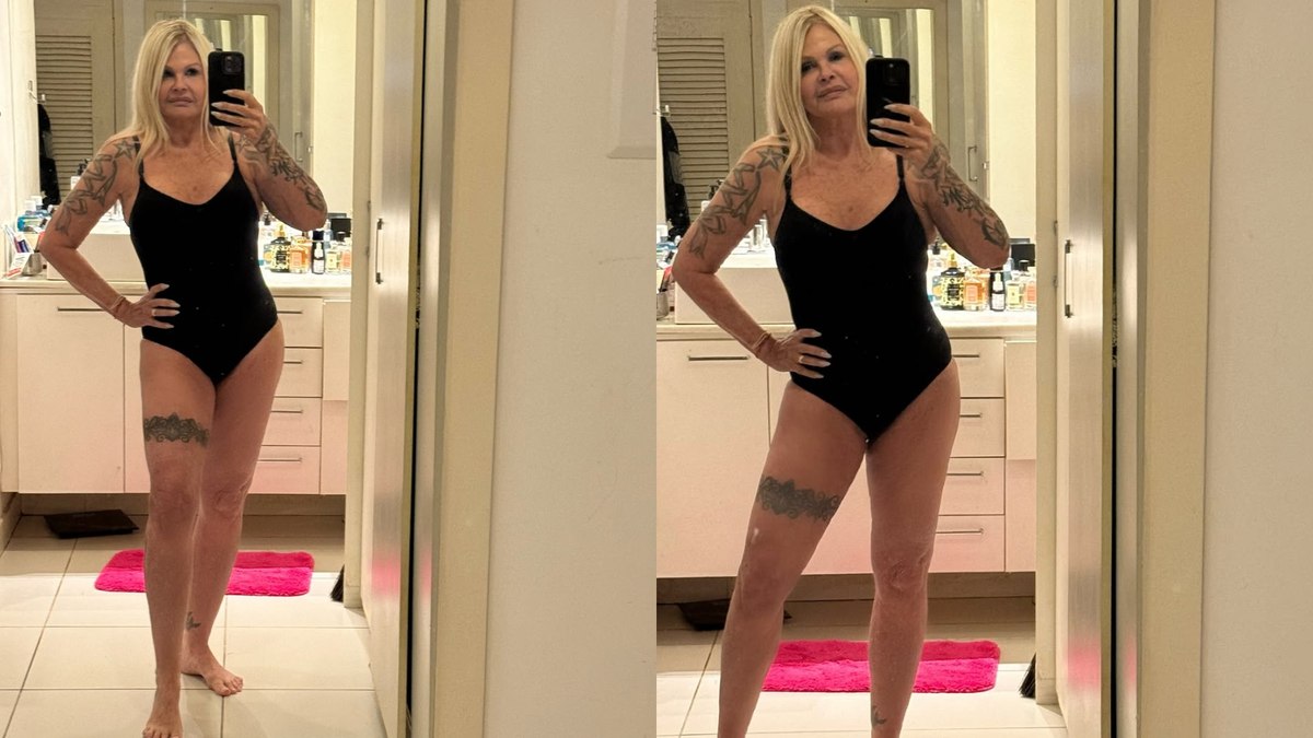 Monique Evans admite "flacidez" e "gordurinhas" ao posar de maiô