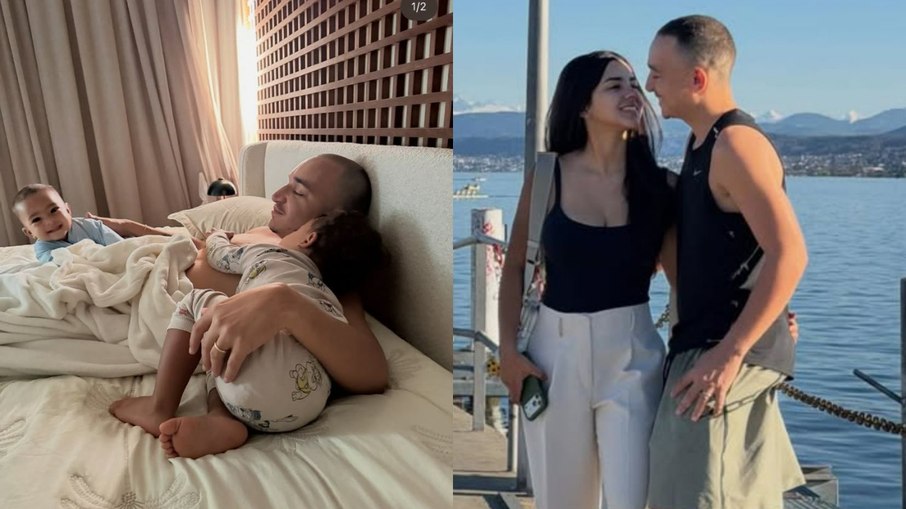 João Gomes ao lado de sua mulher e seus dois filhos