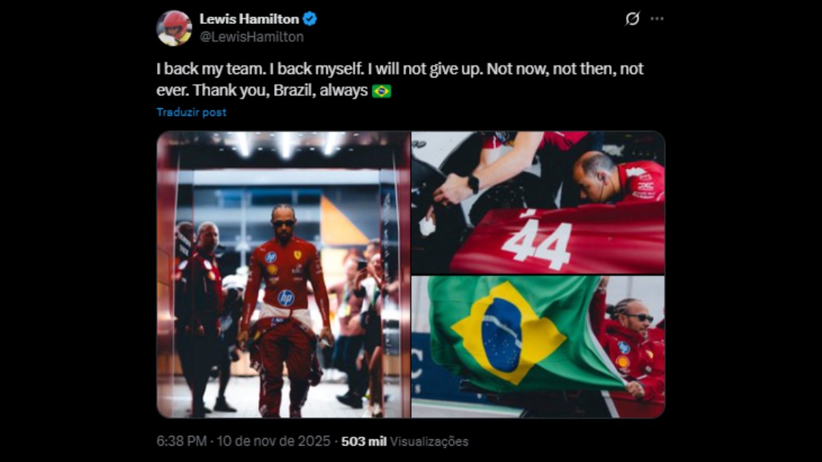 Publicação de Lewis Hamilton após ser criticado por John Elkann
