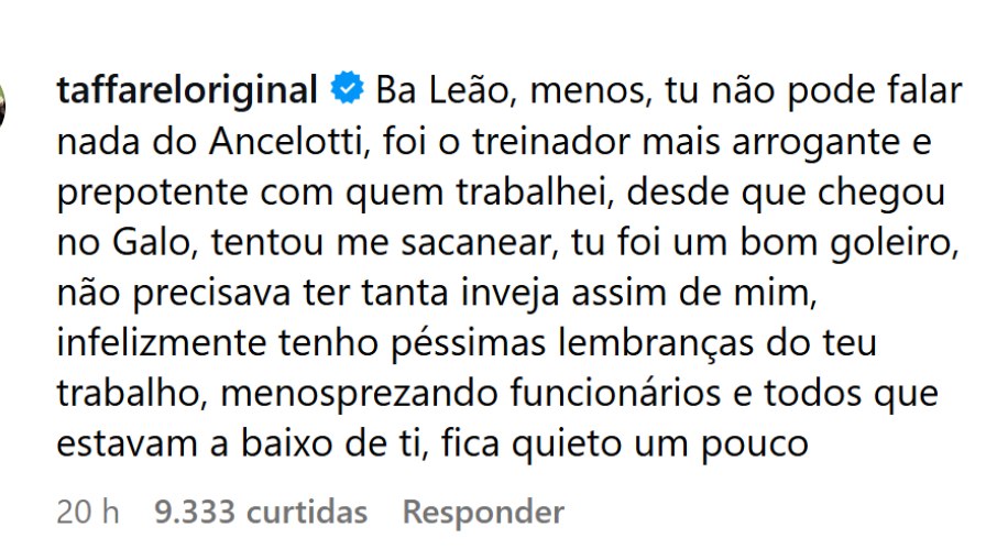 Taffarel rebate Leão e expõe atrito com ex-treinador no Galo