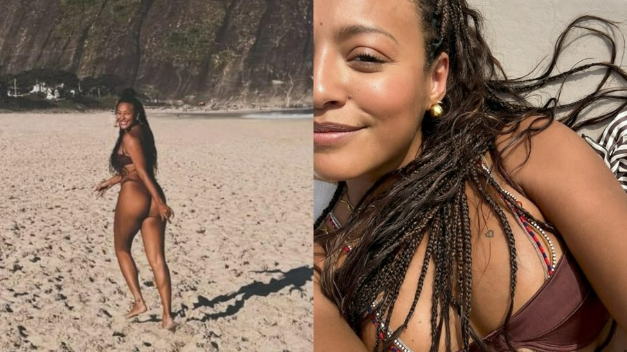 Sheron Menezzes renova o bronzeado na praia do Rio de Janeiro