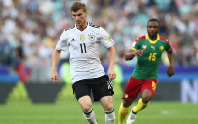 Timo Werner marcou dois gols para a Alemanha diante de Camarões na Copa das Confederações