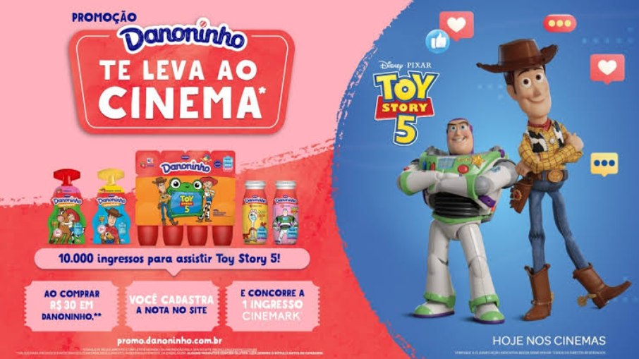 Danoninho leva Toy Story 5 para além das embalagens, com promoção de 10 mil pares de ingressos e parceria com a Cinemark Danoninho leva Toy Story 5 para além das embalagens, com promoção de 10 mil pares de ingressos e parceria com a Cinemark