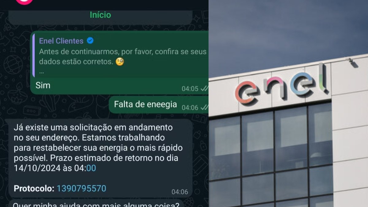 Comunicado enviado pela Enel a clientes de SP