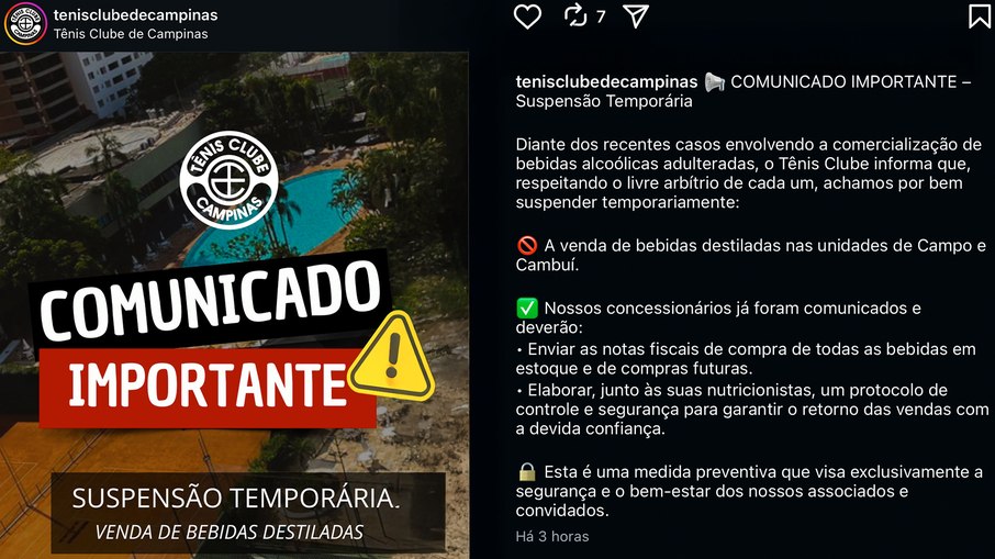 O Tenis Clube disse que todas as concessionárias deverão apresentar deverão apresentar notas fiscais das bebidas em estoque O Tenis Clube disse que todas as concessionárias deverão apresentar deverão apresentar notas fiscais das bebidas em estoque