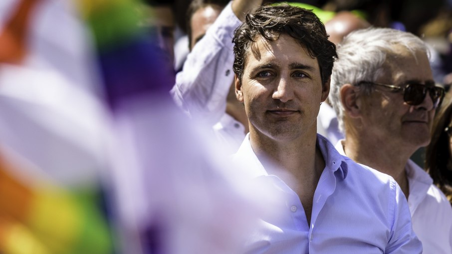 Justin Trudeau em movimento para a Parada do Orgulho em 2017