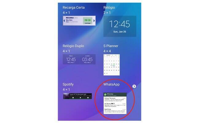 Selecione o WhatsApp na janela de Widgets. Obs%3A A Essas dicas do whatsapp foram feitas em um Samsung Galaxy e podem variar para outras marcas.