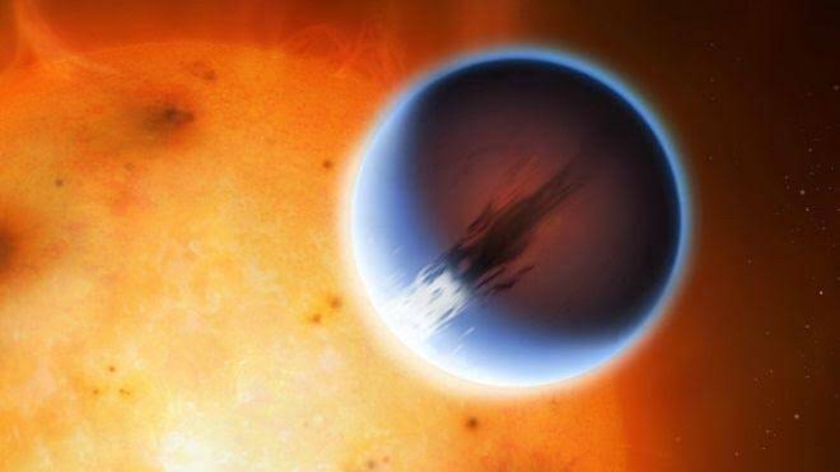 Uma ilustração do HD 189733b, um dos exoplanetas mais estudados pelos astrônomos