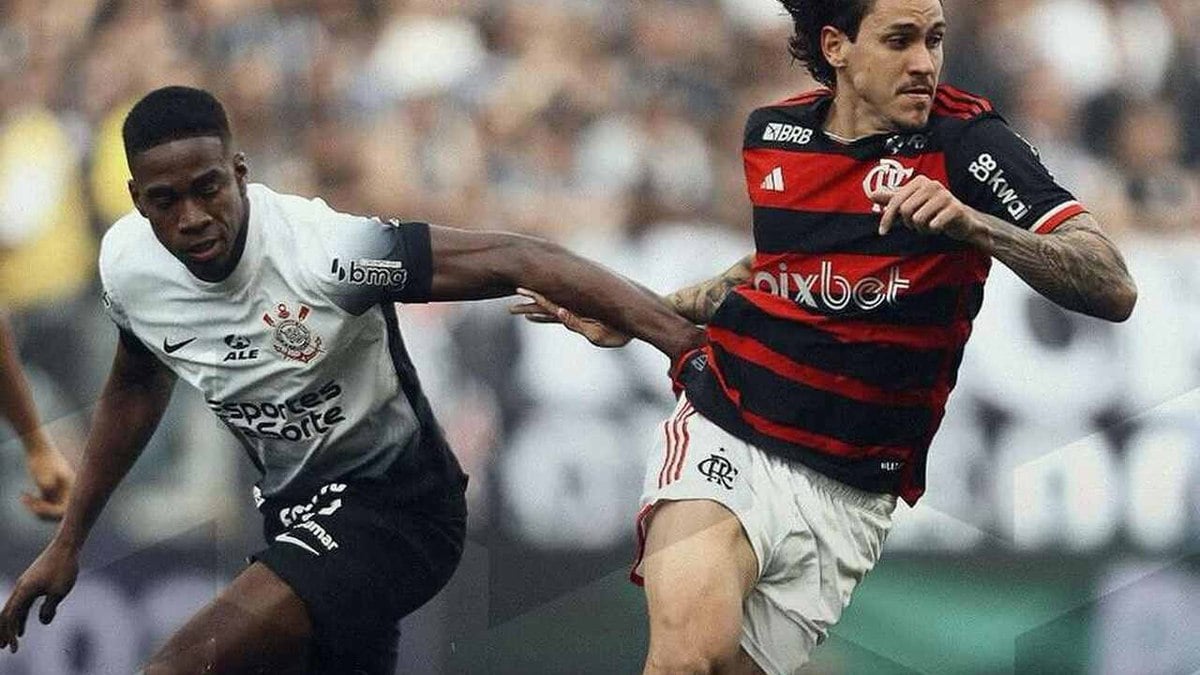 Pedro, do Flamengo, durante partida contra o Corinthians