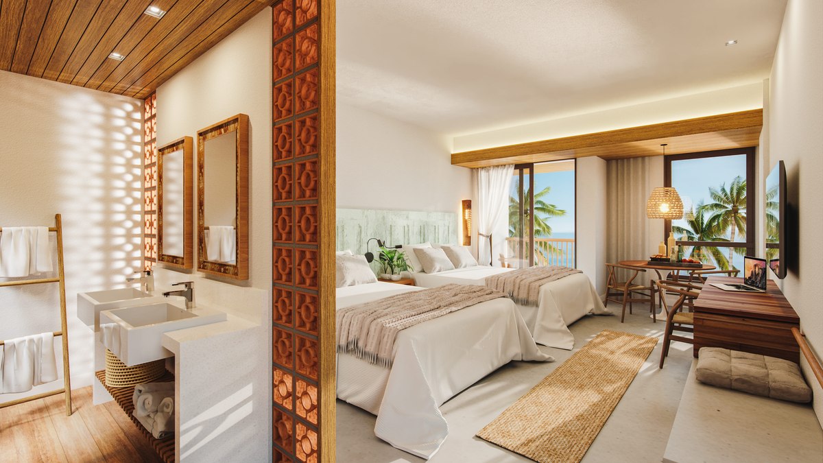 Os apartamentos têm decoração inspirada no Ceará