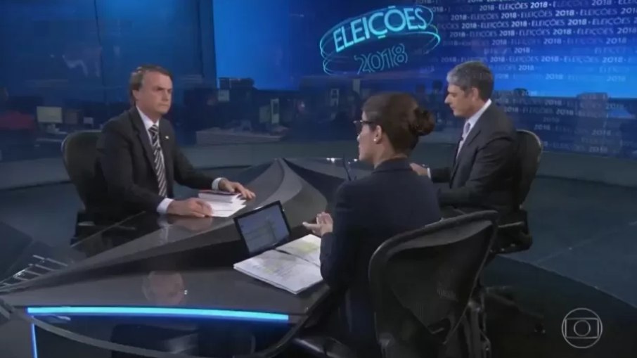 Jair Bolsonaro durante entrevista ao Jornal Nacional, da TV Globo, em 2018