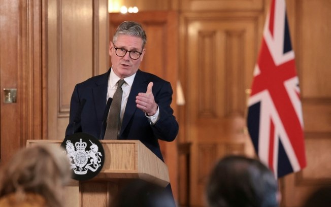 O primeiro-ministro britânico, Keir Starmer, durante sua coletiva de imprensa em Londres, no dia 6 de julho de 2024