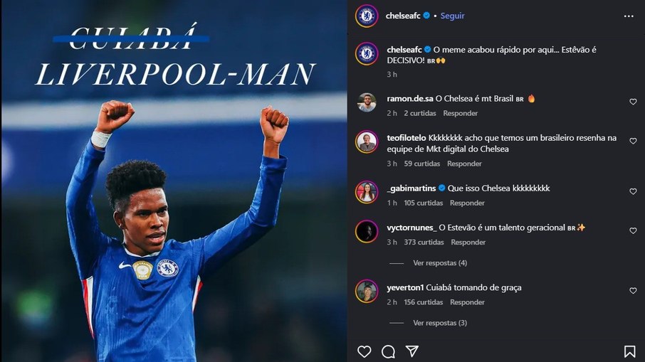 Estêvão foi exaltado pelo Chelsea