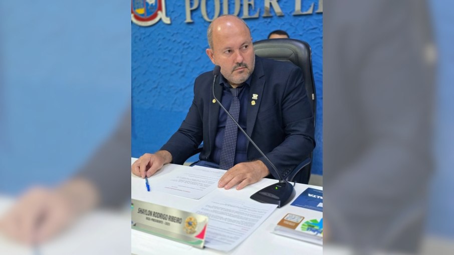 Shaylon Rodrigo Ribeiro (PP) durante sessão na Câmara Municipal de Cachoeira Alta (GO)