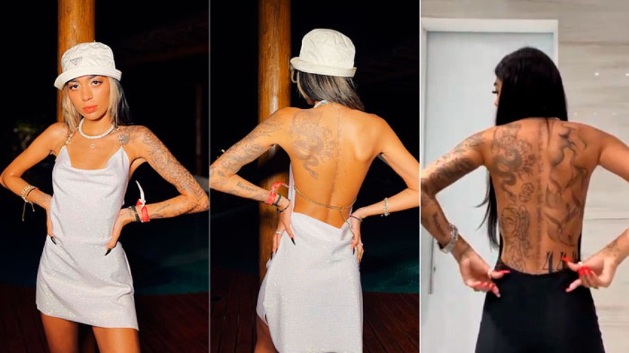 Dhiovanna Barbosa mostra costas fechadas com tatuagens