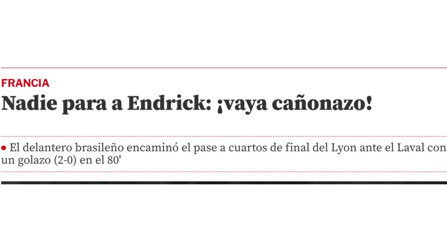 Endrick decide pelo Lyon e vira destaque de jornais estrangeiros (MD) Endrick decide pelo Lyon e vira destaque de jornais estrangeiros (MD)