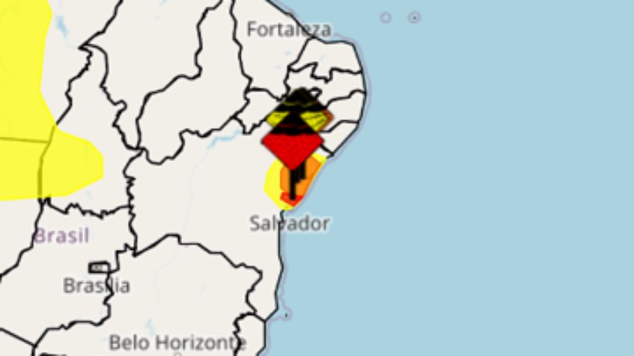 Bahia tem alerta vermelho para acumulado de chuva Bahia tem alerta vermelho para acumulado de chuva