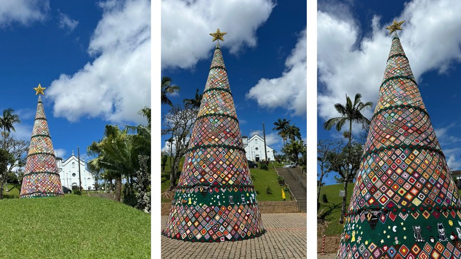 O projeto de montagem da árvore envolveu 56 artesãs de Rodeio, no Vale do Itajaí O projeto de montagem da árvore envolveu 56 artesãs de Rodeio, no Vale do Itajaí
