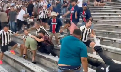 Torcedores de Botafogo e PSG trocam socos durante jogo