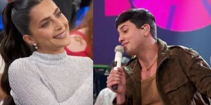 Jade Picon recebe cantada de Léo Foguete ao vivo no Altas Horas