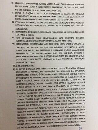 Ação contra Bolsonaro por insanidade mental