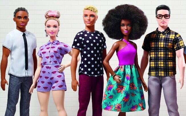 Marca anuncia que boneco Ken acompanha a diversidade com variedade de tons de pele, estilos de roupa e cabelo