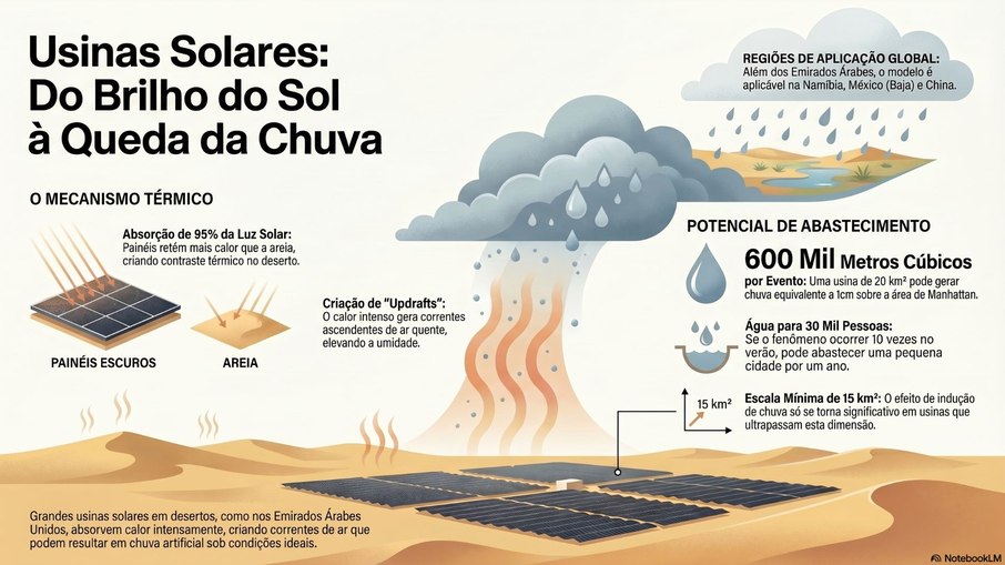 Placas solares podem provocar chuva no deserto