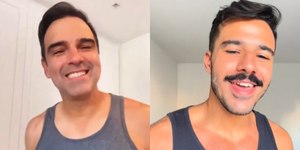 Tadeu Schmidt brinca com brother eliminado e canta 'Espresso'