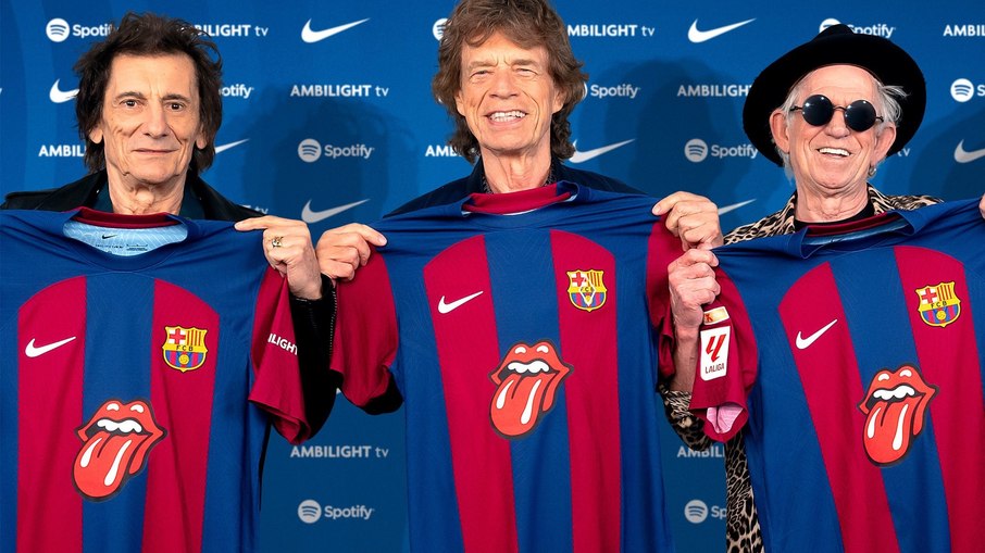 Símbolo dos Rolling Stones estampará o principal espaço da camisa do Barça no El Clásico