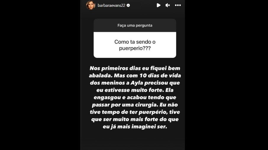 Barbara Evans responde seguidores no Instagram