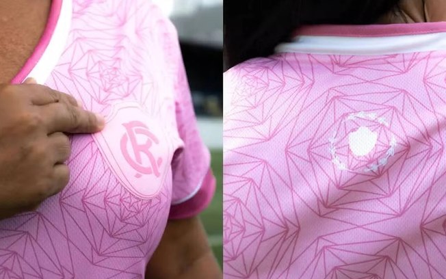 Imagens do uniforme do Remo em homenagem a campanha do Outubro Rosa