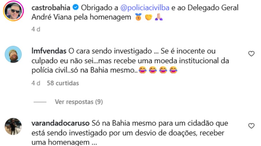 Print com comentários na página pessoal de Marcelo Castro Print com comentários na página pessoal de Marcelo Castro
