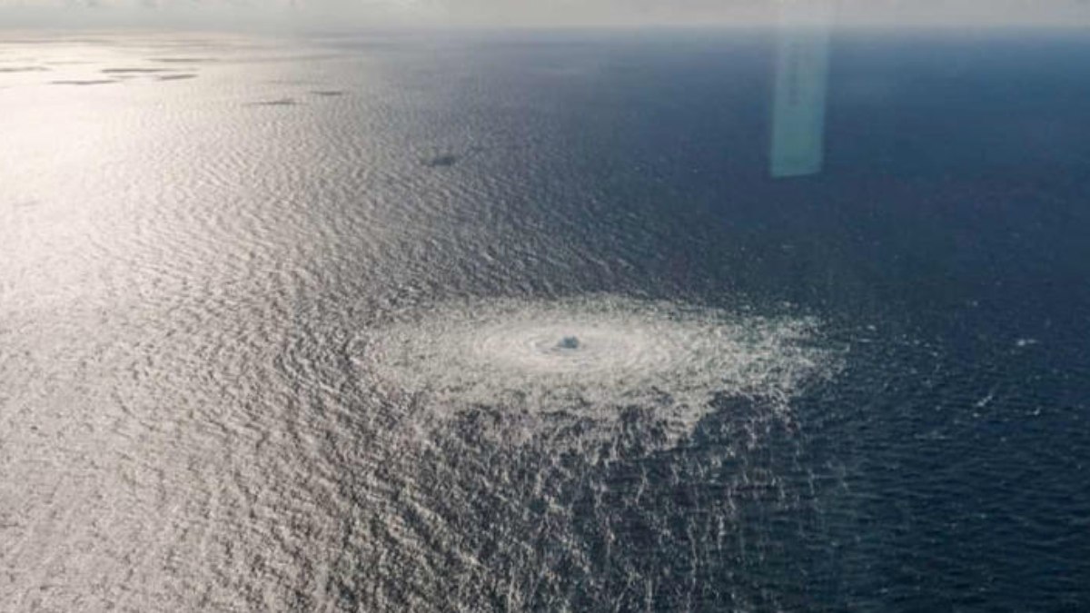 Imagem de vazamento no óleoduto russo Nord 1 na Dinamarca