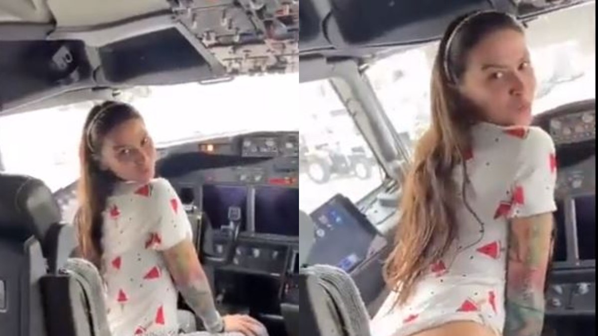 MC Pipokinha tira a calça na cabine de avião e leva bronca do piloto