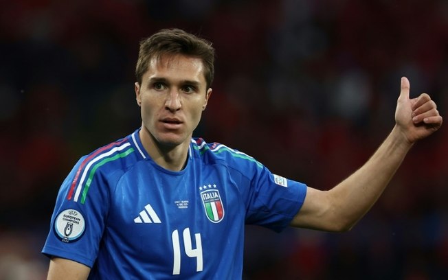 O atacante italiano Federico Chiesa durante uma partida da Euro-2024 contra a Albânia, em 15 de junho de 2024, em Dortmund, na Alemanha