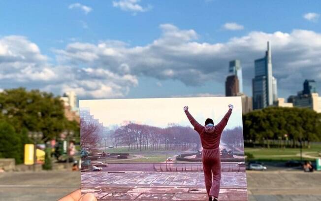 Cena de Rocky Balboa na escadaria do Museu de Arte da Filadélfia em Rocky é muito reproduzida por turistas e fãs do filme. Foto: filmtourismus/Andrea David