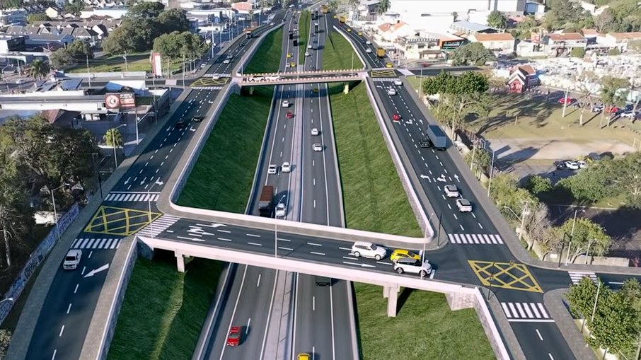 Obra prevê construção de novo viaduto sobre a BR-277 em Curitiba, que está representado na estrutura da parte de baixo da imagem Obra prevê construção de novo viaduto sobre a BR-277 em Curitiba, que está representado na estrutura da parte de baixo da imagem