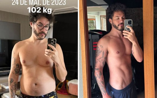 Eliezer exibe antes e depois do corpo após cirurgias e treino intenso