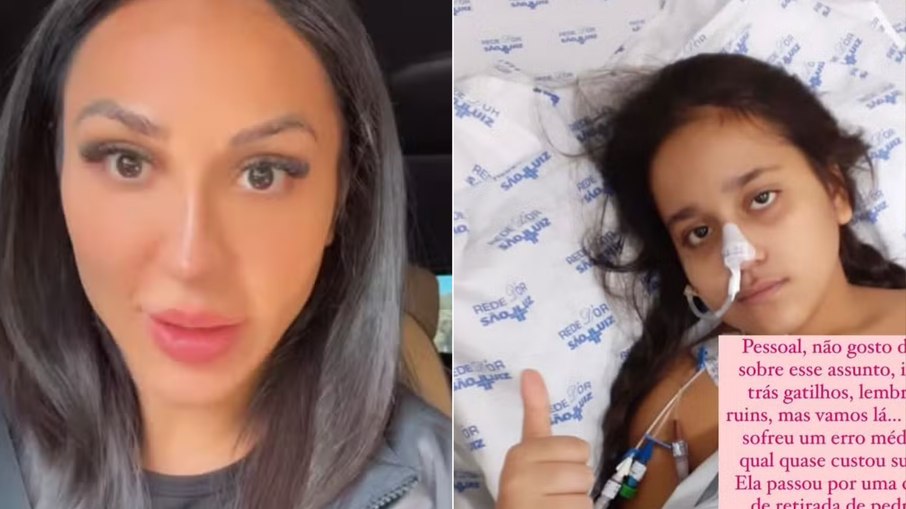 A menina sofre com as consequências da cirurgia malsucedida para retirada de pedra na vesícula. A menina sofre com as consequências da cirurgia malsucedida para retirada de pedra na vesícula.