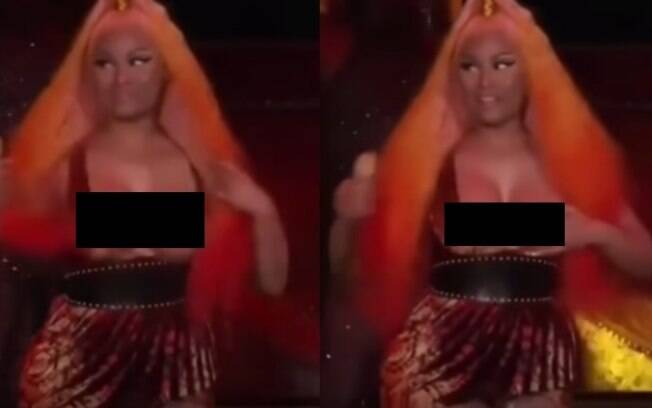 Nicki Minaj ficou com os seios de fora