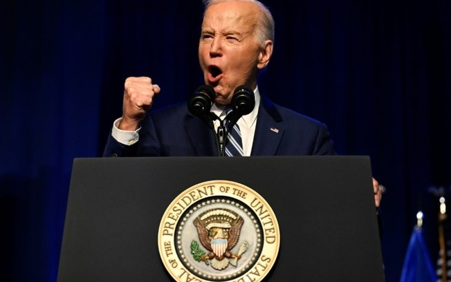 O presidente americano, Joe Biden, fala sobre economia no Museu Milton J. Rubenstein, em Syracuse, Nova York, em 25 de abril de 2024