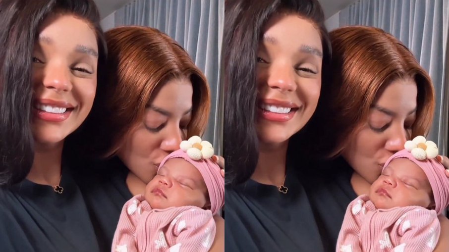 Brunna e Ludmilla mostram rosto de Zuri pela primeira vez Brunna e Ludmilla mostram rosto de Zuri pela primeira vez