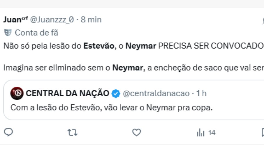 Torcedores pedem Neymar na Copa do Mundo
