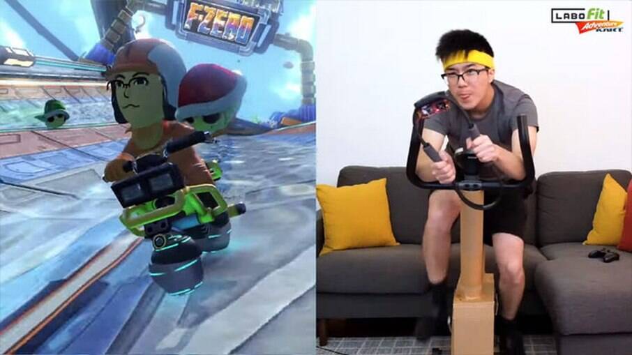 Mike Choi controlou o jogo Mario Kart com uma bicicleta ergométrica