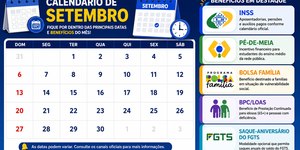 Calendário do mês: veja informações dos principais benefícios