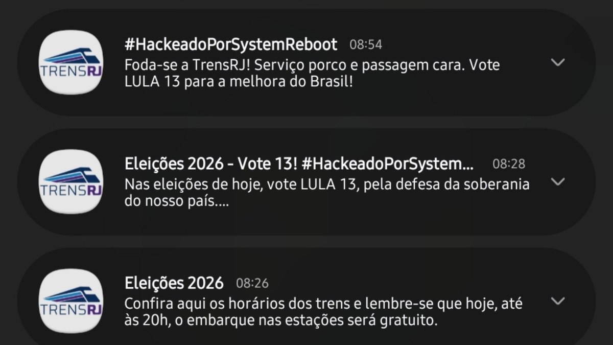 Aplicativo da TrensRJ é atacado e dispara mensagens políticas