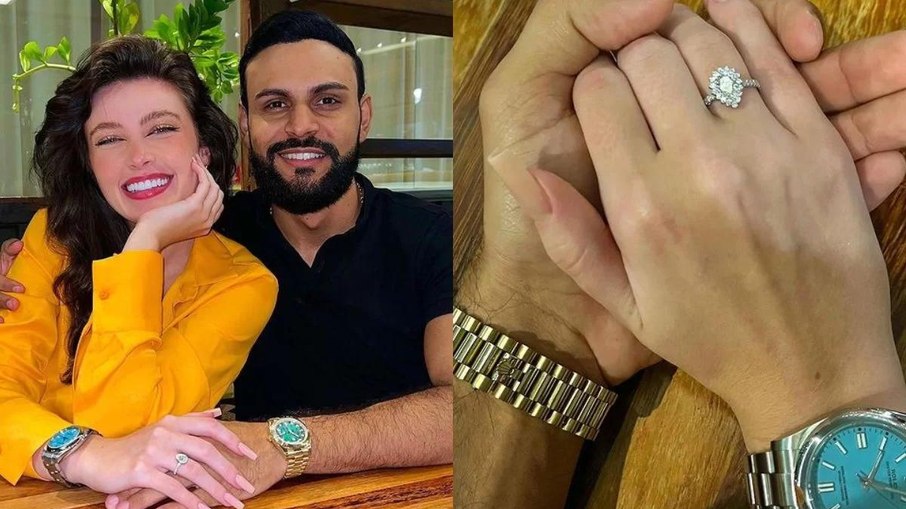 Thullio Milionário pede Danielle Vasconcellos em casamento com anel avaliado em R$ 100 mil
